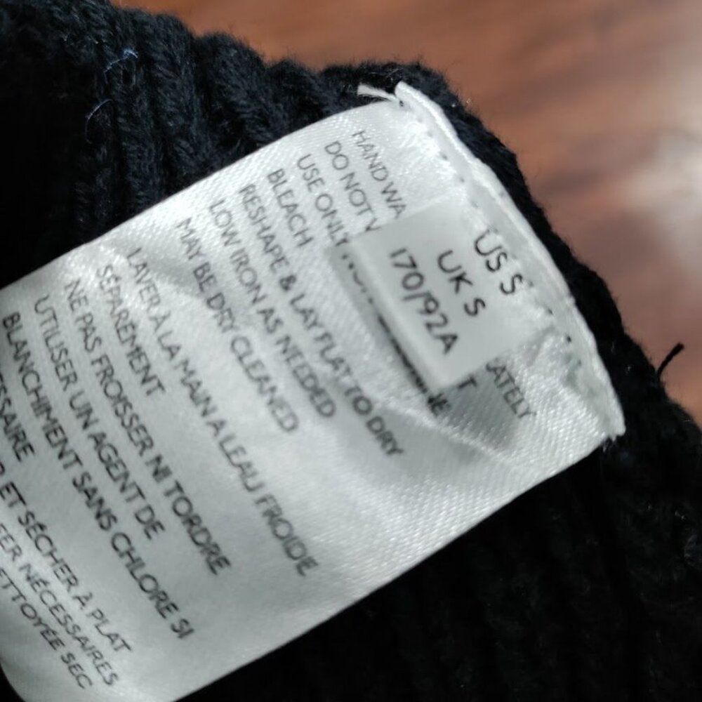 Free People Solid Black Ribbed When It  Rains Cotton V-Neck Cropped Sweater S - Picture 7 of 11